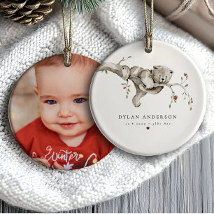 Baby:s första jul akvarell Babybjörn Foto Julgransprydnad Keramik