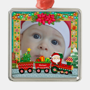 Baby:s första jul anpassat namn foto minnessaker julgransprydnad metall