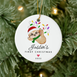 Baby:s första jul Baby pojke dovhjort Julgransprydnad Keramik