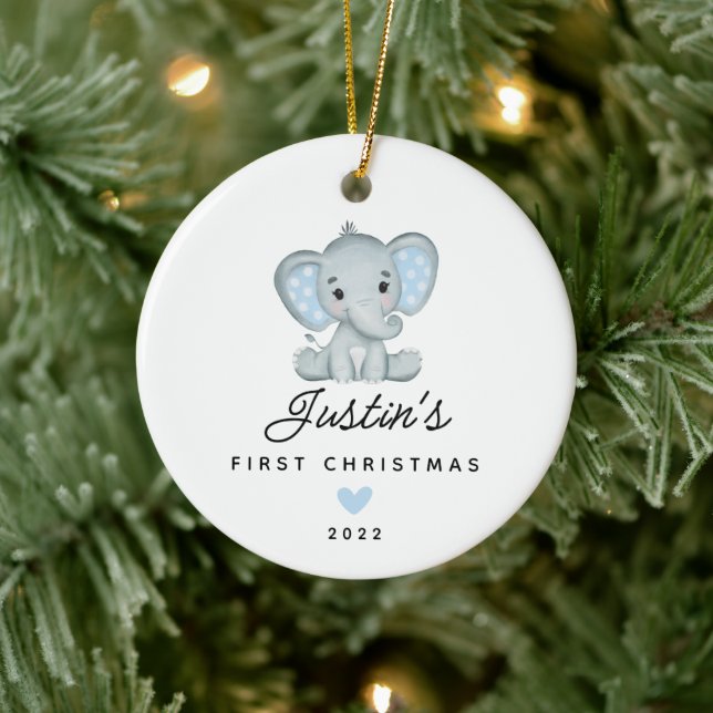 Baby:s första jul Baby pojke elefant Julgransprydnad Keramik (Träd)