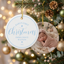 Baby:s första jul Foto Blå minnessaker
