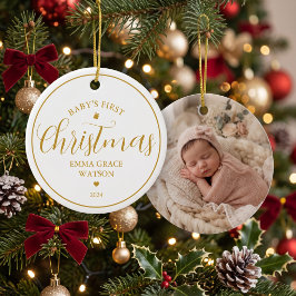 Baby:s första jul Foto Guld Souvenir Julgransprydnad Keramik