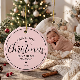 Baby:s första jul Foto kvarleva rosa Julgransprydnad Keramik