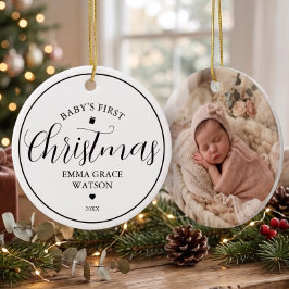 Baby:s första jul Foto kvarleva vit Julgransprydnad Keramik