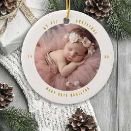 Baby:s första jul fotominne julgransprydnad keramik