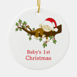 Baby:s första jul Lilla apa Holly Foto Julgransprydnad Keramik