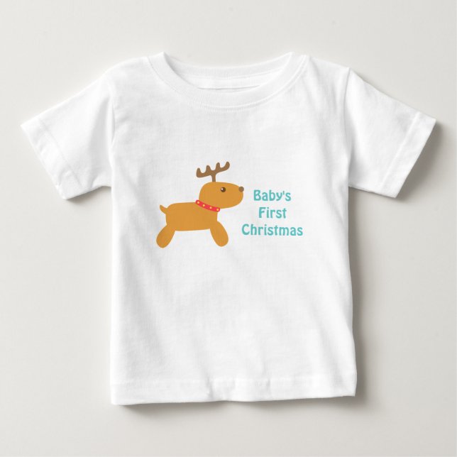 Baby:s första jul med söta renar t-shirt (Framsida)