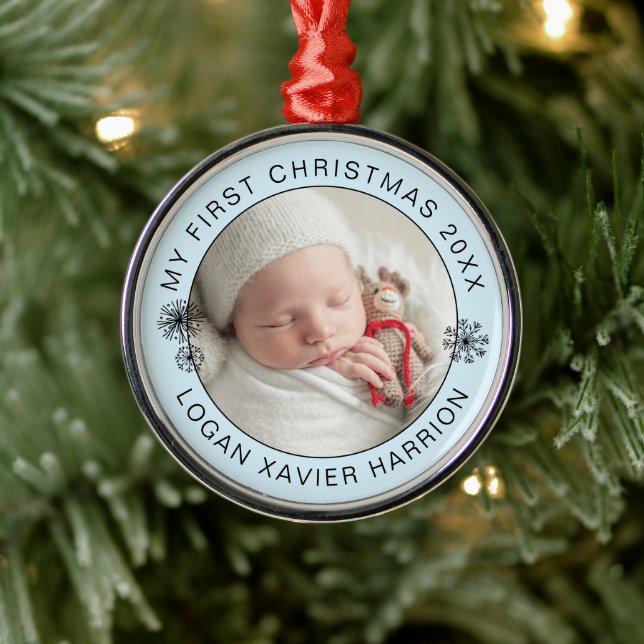 Baby:s första jul minnessfoto julgransprydnad metall (Träd)