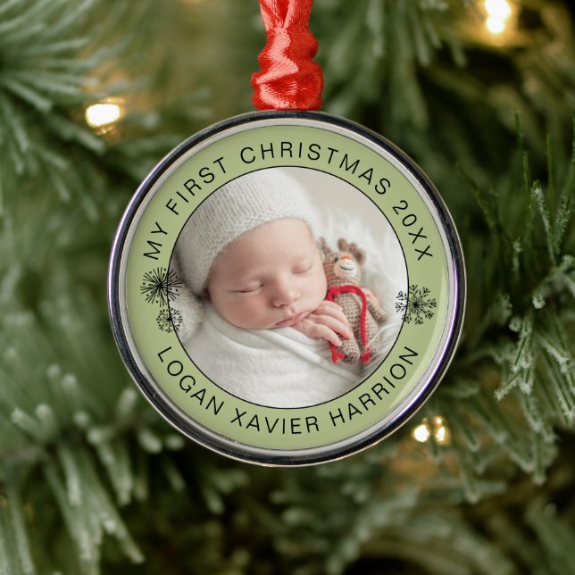 Baby:s första jul minnessfoto julgransprydnad metall (Träd)