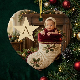Baby:s första jul monogram Whimsical Foto Julgransprydnad Keramik