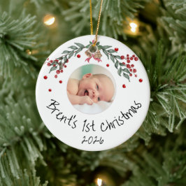 Baby:s första jul Personlig Foto Julgransprydnad Keramik