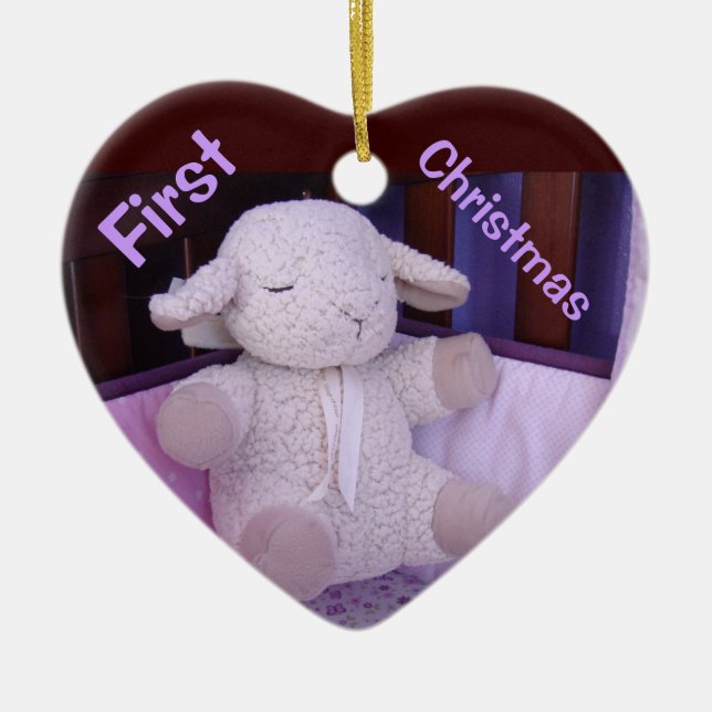 Baby s första jul prydnader Stoppat lamm Julgransprydnad Keramik (Framsidan)
