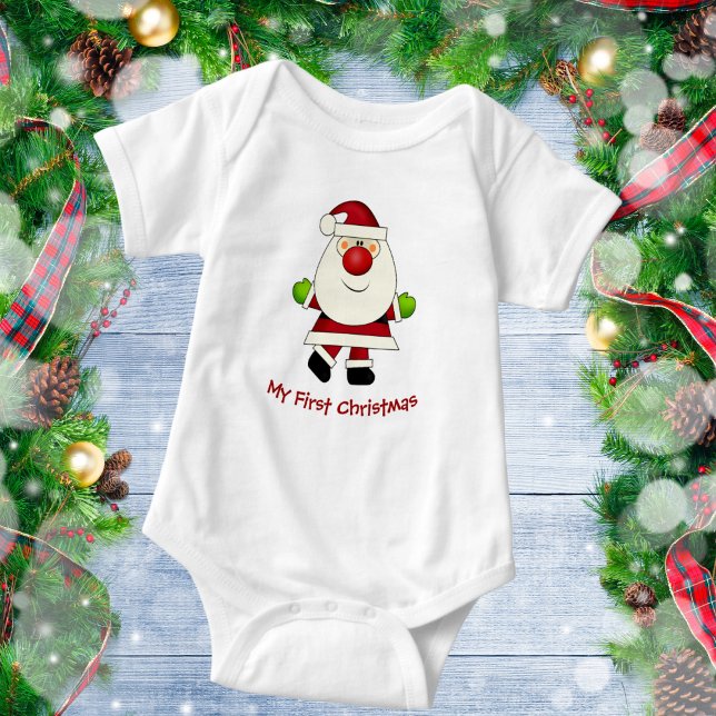 Baby:s första jul röda näsa tomte t shirt (Skapare uppladdad)