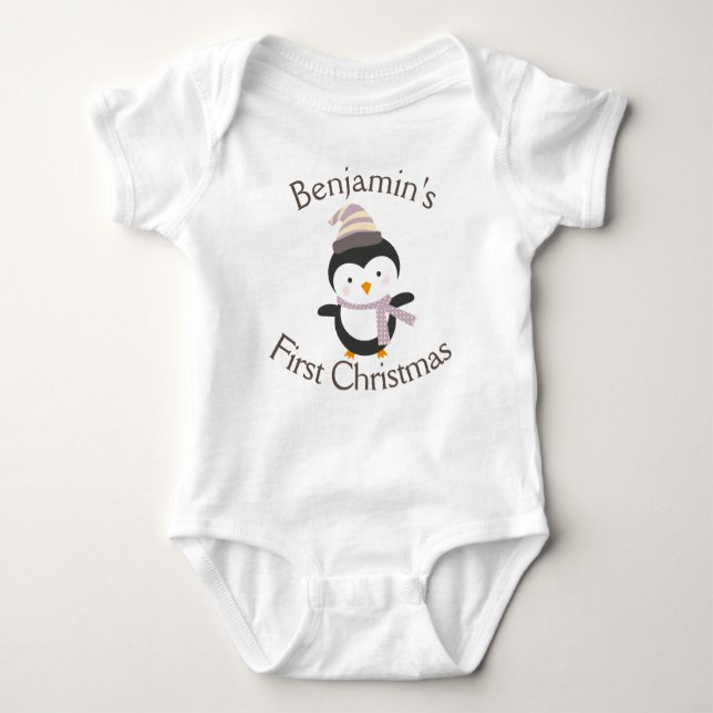 Baby:s första jul Söt vinterpingvin T Shirt (Framsida)