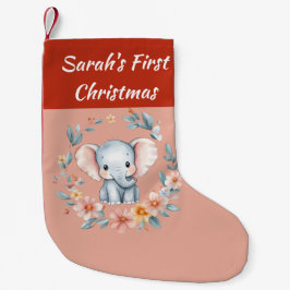 Baby s första jul söta elefant blommig liten julstrumpa