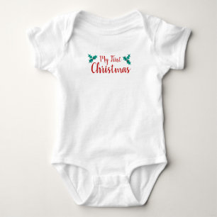 Baby:s första juldräkt Holly Baby Bodykostym T Shirt