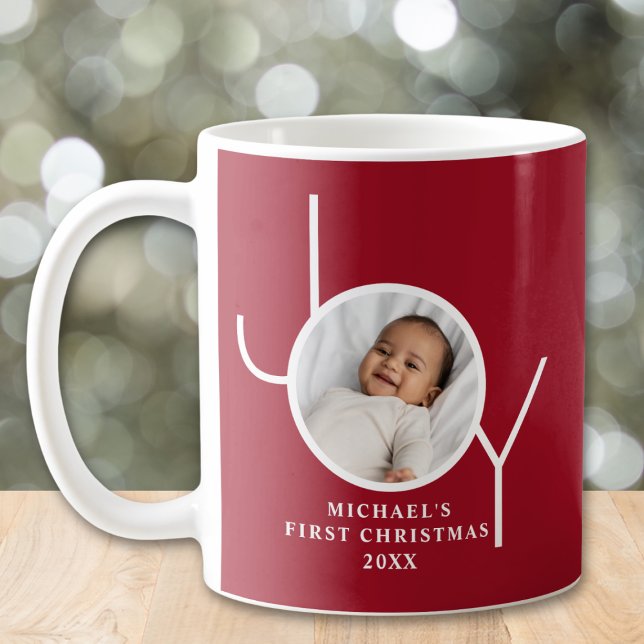 Baby:s första julfoto röd kaffemugg (Skapare uppladdad)