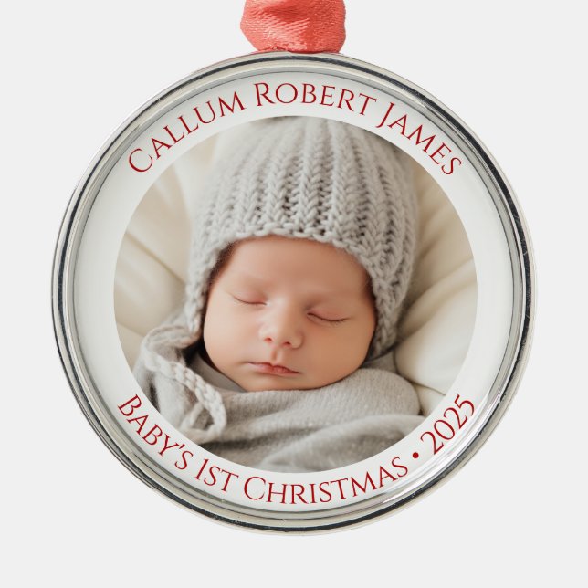 Baby:s första julklapp Namn & år - foto Ornament (Framsidan)