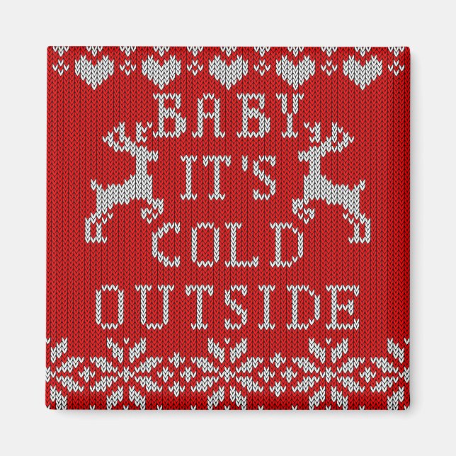 Baby:s Kall utanför Red Ugly Sweater Stil Magnet (Framsidan)