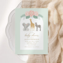 Baby Safari Animals Baby Shower-inbjudan