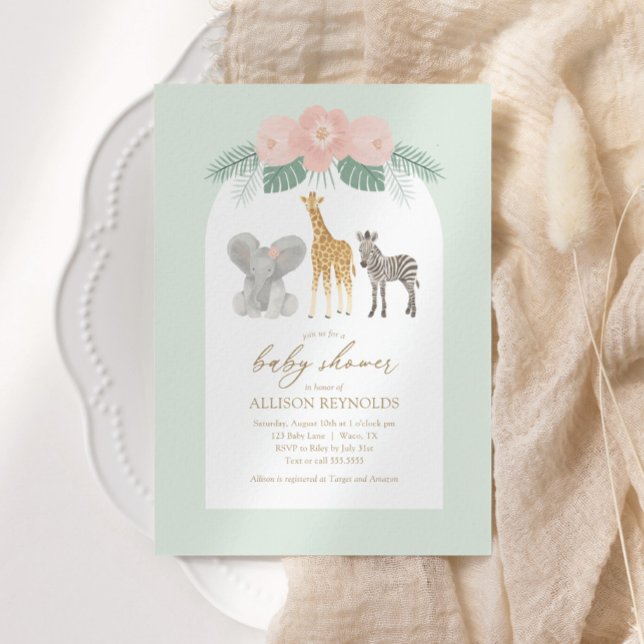Baby Safari Animals Baby Shower-inbjudan Inbjudningar (Skapare uppladdad)