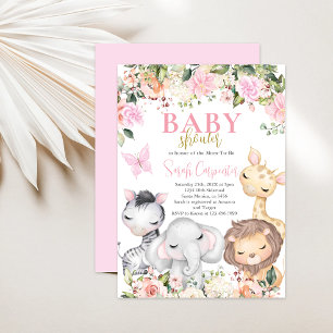 Baby Safari Baby Shower-inbjudan för flicka Inbjudningar
