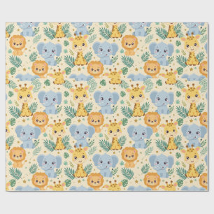 Baby Safari Djur Inpackningspapper Presentpapper
