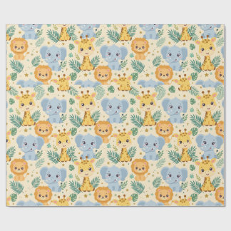Baby Safari Djur Inpackningspapper Presentpapper