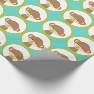 Baby Safari Monkey med Nappar Mönster Presentpapper