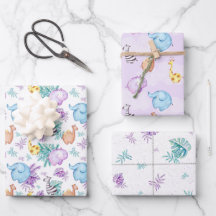 Baby Safari Nursery Wrapping Papprare Lakan set av