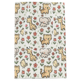 Baby Safari Wildlife with Doodle Flowers