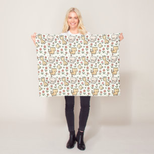 Baby Safari Wildlife with Doodle Flowers Fleecefilt