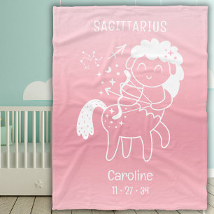 Baby Sagittarius Zodiac Star Namn Birthdate Rosa Fleecefilt