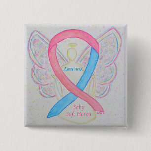 Baby Säker Haven Awareness Angel Ribbon Pin Knapp