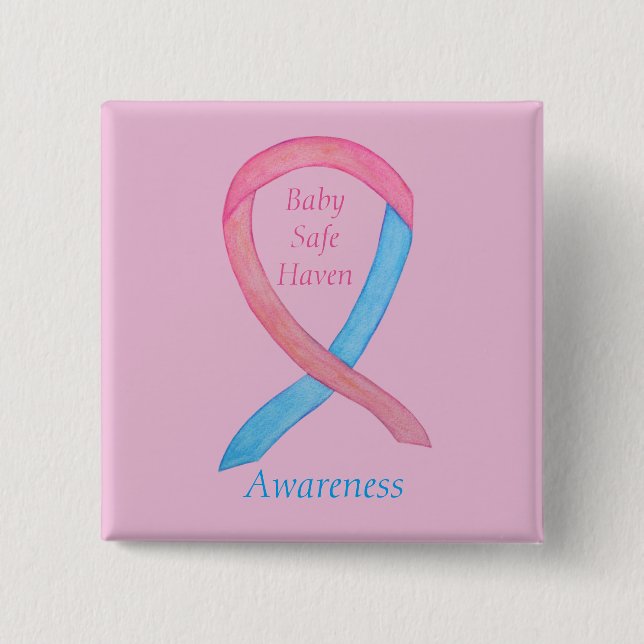 Baby Säker Haven Awareness Ribbon Anpassningsbar P Knapp (Framsida)