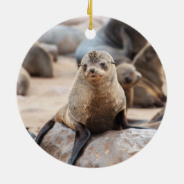 Baby säl vid Sten Julgransprydnad Keramik