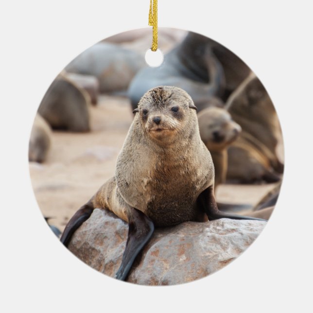 Baby säl vid Sten Julgransprydnad Keramik (Baksidan)