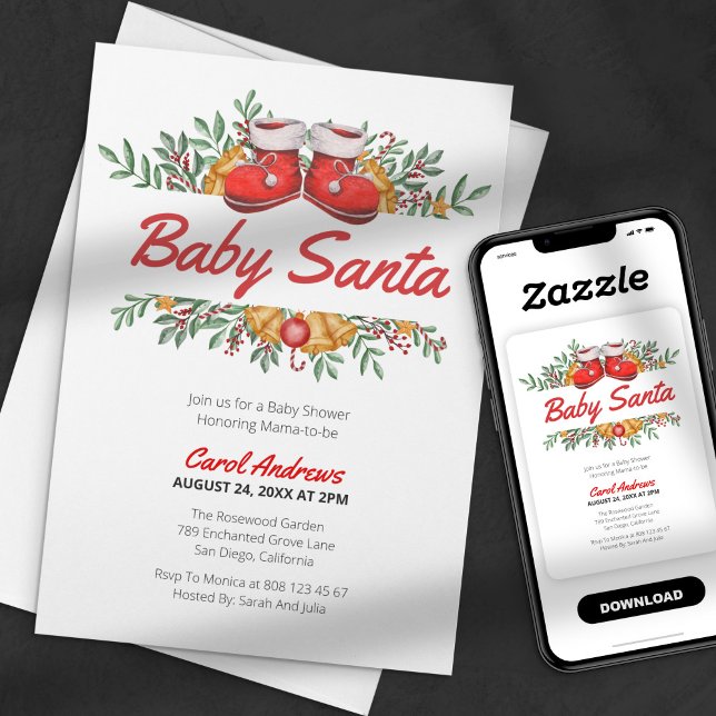 Baby Santa Greenery jul Baby Shower Inbjudningar (Skapare uppladdad)