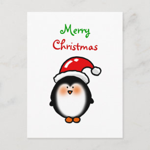 Baby Santa penguin Helg Vykort