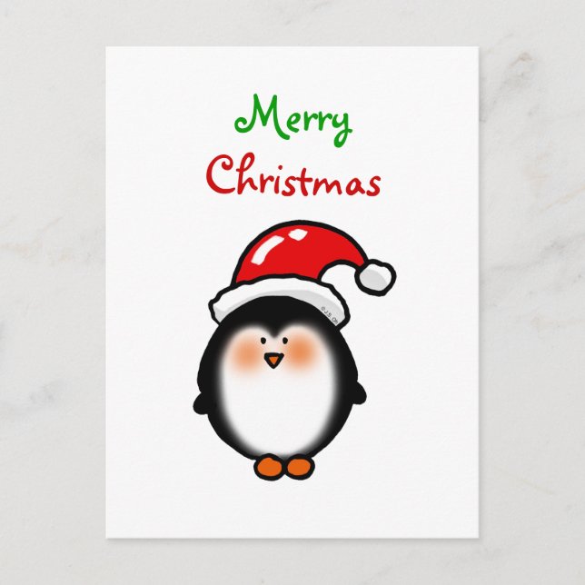 Baby Santa penguin Helg Vykort (Framsida)