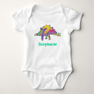 Baby saurus Färgglad Regnbåge Stegosaurus Dinosaur T Shirt