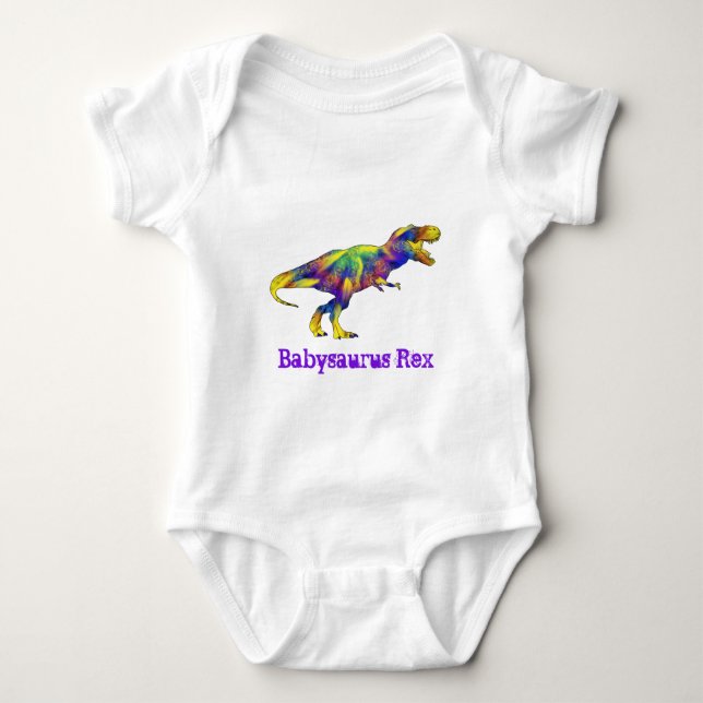 Baby saurus Funny Running T Rex Dinosaur Art Shirt (Framsida)