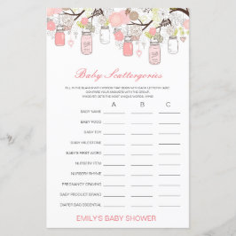 Baby Scattergories Baby Shower Game PRINTED