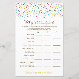Baby Scattergories Baby Shower Game PRINTED