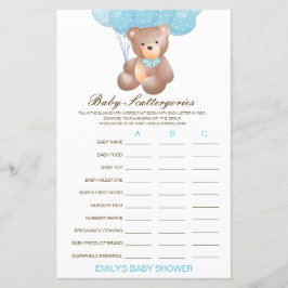 Baby Scattergories Baby Shower Game PRINTED