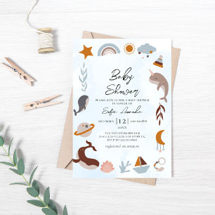 Baby Sea Boho Ram Baby Shower Inbjudningar