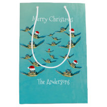 Baby Sea Turtle in Santa Hats Wrapping Papper