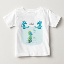Baby Seahorse | Blå Personlig Baby T-Shirt