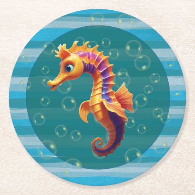 Baby Seahorse Paper Coasters Underlägg Papper Rund (Framsidan)