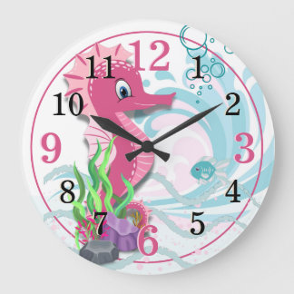 Baby Seahorse | Rosa Kids Rumsklocka Stor Klocka